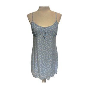 Aeropostale NWT Babydoll Mini Dress Light Blue Daisy Milkmaid Coquette Size Med
